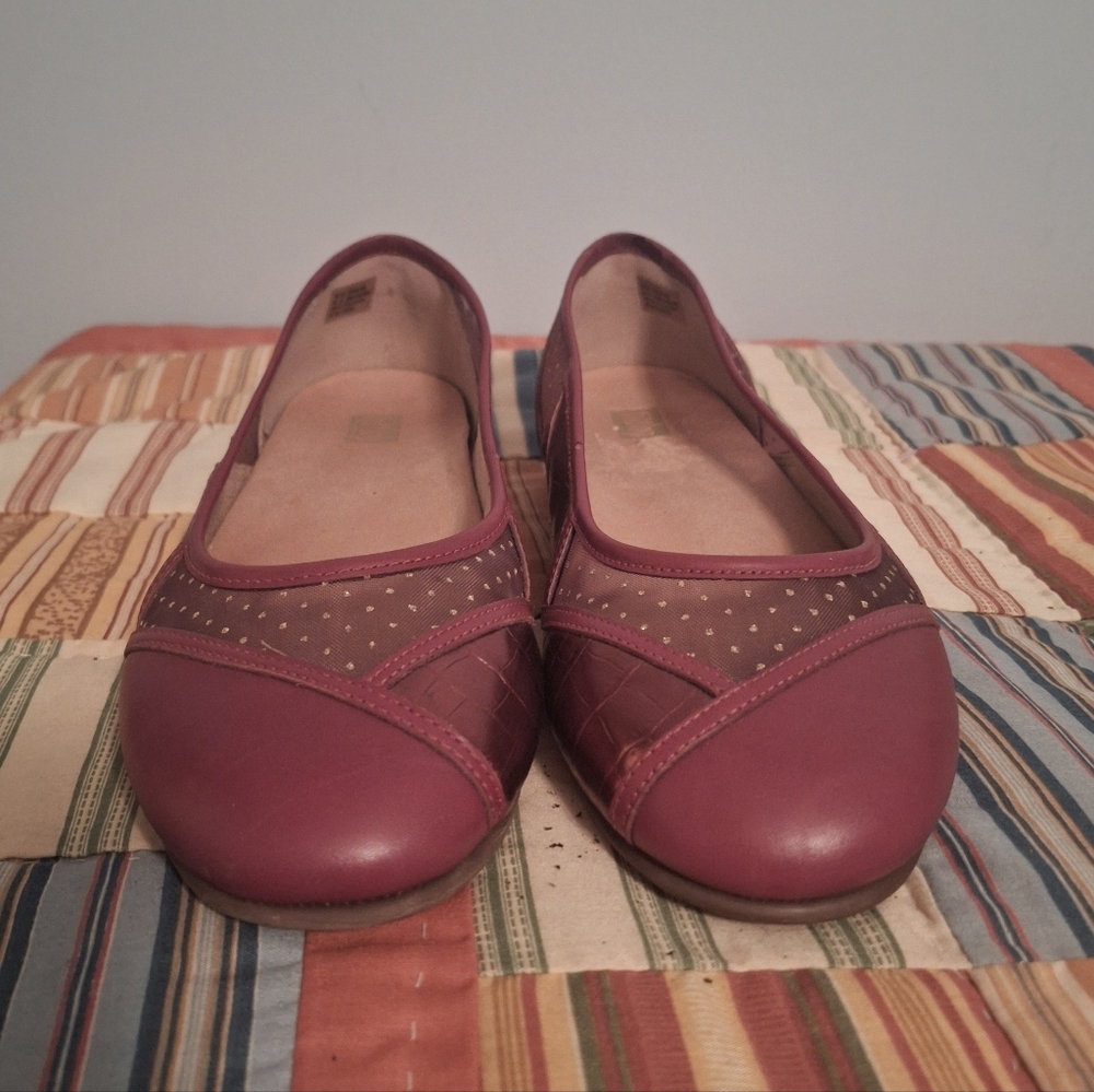 Fitflop Allegria Art Deco Patchwork Dark Red Ballet Flats Size 7.5